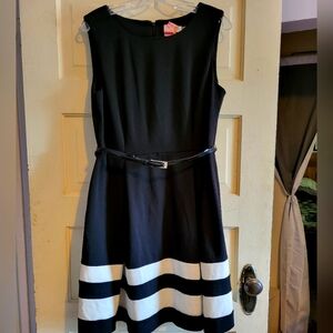 Calvin Klein Black and White Fit and Flare Midi Dress
